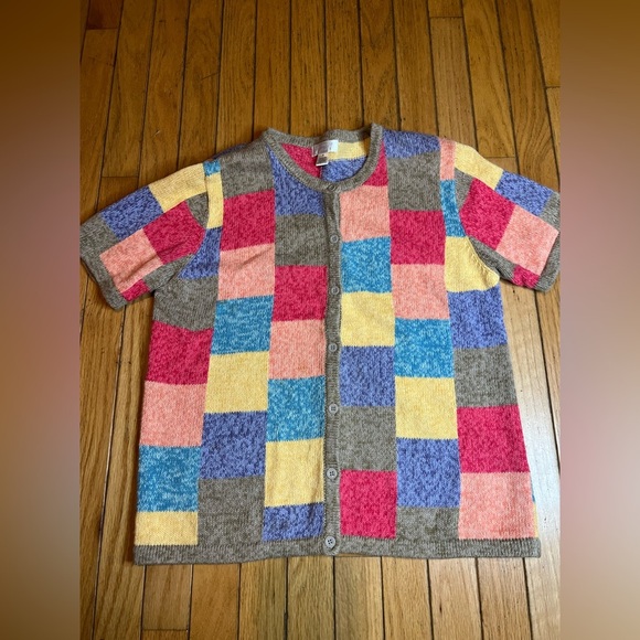 Christopher & Banks Sweaters - Vtg Christopher Banks Multicolor Colorblock Button Front Sweater Women’s Medium